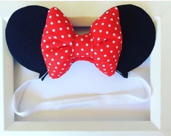 Baby Minnie Mouse Ears, Infant Minnie Ears, Mickey ears, Disney headband
