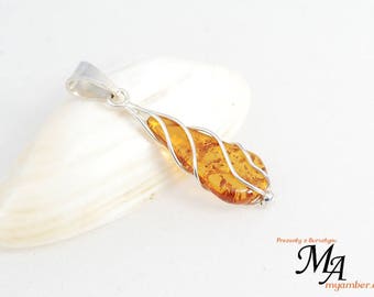 Amber stone Pendant Silver sterling 13637 AUTHOR'S +Certificate myamber.eu