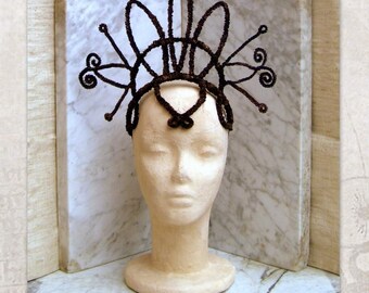 Tribal Fusion Headdress, Headband, Tribal fusion Headpiece, bronze Headdress, Dark Fusion Headdress, Goth Headdress