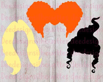 Hocus Pocus hair silhouettes SVG PNG cut file