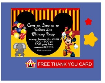 Mickey Circus Invitation | Mickey Carnival Invitation | Mickey Mouse Carnival Invitation | Mickey Mouse Circus Invitation | Circus Invites
