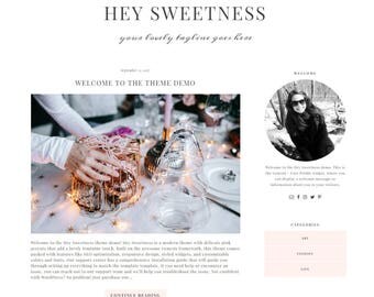 Responsive Wordpress Theme - Genesis Child Theme - Wordpress Blog Theme - Feminine Wordpress Theme - Premade Wordpress Theme - Hey Sweetness