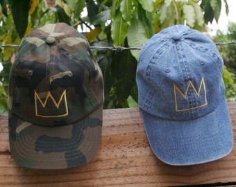 BASQUIAT CROWN Hats, Embroidered Hat, Cotton Baseball Cap, dad hats, Andy Warhol, dad hats,streetwear, street art, bitcoin, BTC