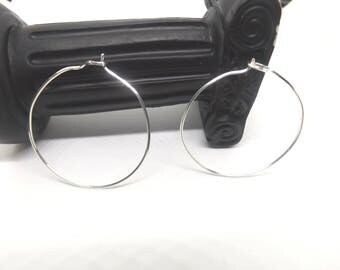1 1/2 inch Sterling Silver Wire Hoop Earrings