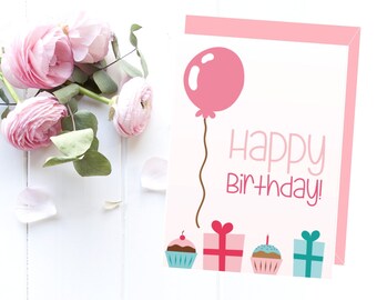 Birthday card, Printable birthday card, Happy birthday card, Printable card, Gift idea, Scandinavian style, Love card, Birthday idea