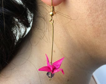 Origami crane earrings