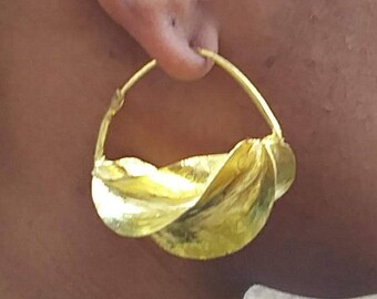 X-Large Fulani Earrings- Gold-Plated Hoop Earrings-Fulani Gold Lightweight Earrings- Traditional African Earrings- African Jewelry for Women