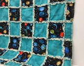 Baby Rag Quilt - Rag blankets - Space Quilt - Handmade Baby Quilts - Rag Quilt for Baby - Black Space Print Rag Quilt - GREAT GIFT