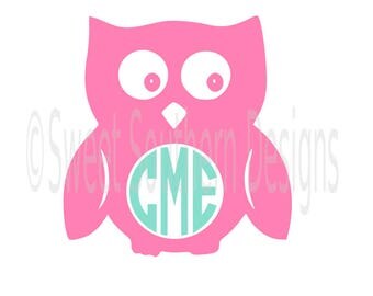 Owl monogram SVG instant download design for cricut or silhouette