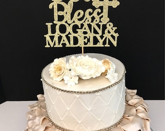 Personalized God Bless Cake Topper, Baptism Cake Topper, Christening Cake Topper, Any name