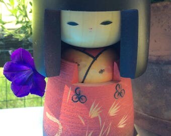 Vintage Japanese Geisha Girl - Kokeshi Doll - Wood Doll - Japanese Collectibles