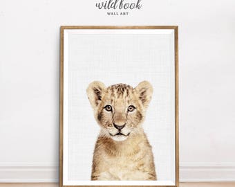 Lion Print, Baby Lion, Nursery Animal Print, Lion Portrait, Nursery Decor, Animal Nursery Art Decor, Digital Prints, Instant Download
