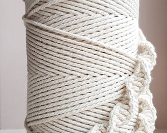 1 8 en torsadé cordon en coton. 3mm cordon en coton macramé. cordon en macramé. Corde en macramé pour projets de bricolage ; Cordon de coton. Corde de bricolage ; corde en coton 360 yd