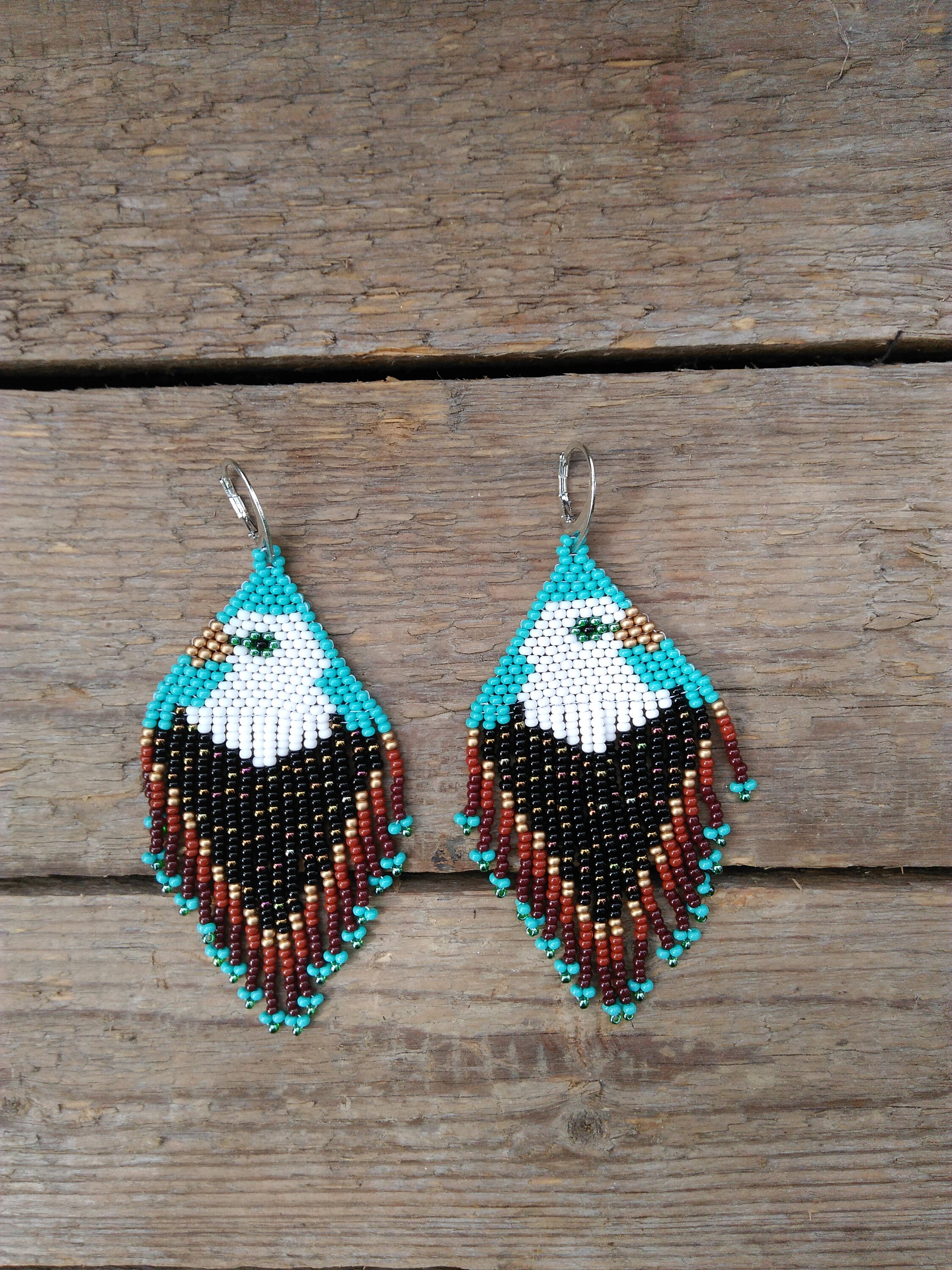 Beaded Eagle EarringsEagle USABoho Tribal Fashion