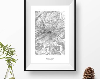 Mount Hood, Oregon | Topographic Print, Contour Map, Map Art | Home or Office Decor, Gift for Wilderness Lover, Camper, or Hiker