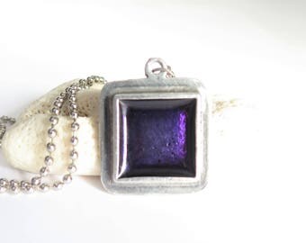 Purple necklace made in pewter and resin,zen,violet,summer,anniversary,birthday,birthstone,june,unique,wedding,novelty,evening necklace,