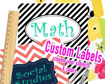 vinyl labels, back to school, organization for kids, school supply labels, vinyl school labels, binder labels, subject labels