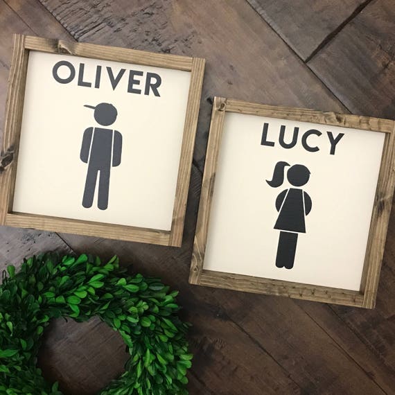 Custom Kids Restroom Sign Wood Sign Kids Name Sign