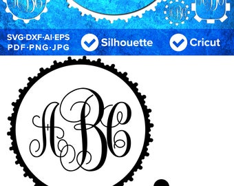 Gear Cog Steampunk Clock Clockwork Monogram Frame Set 04 - SVG Cut File, DXF, Png, Eps, Pdf, Ai, Cricut, Silhouette Studio, Instant Download