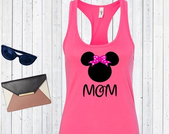 Disney Mom Minnie Head Tank. Disneyland Tank Top. Disneyworld Tank. Cute Disney Tanks. Minnie Shirt.