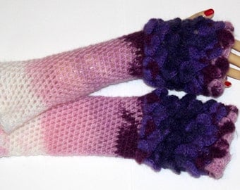 HIGH QUALITY, Dragon Scale Gloves, Fingerless Mittens, Dragon Gloves, Crocodile Stitch, Gift For Her, Valentines, 0607