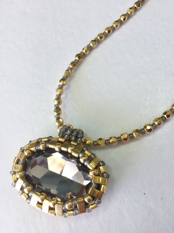 DIY necklace Kit Beading Kit Tutorial gold necklace beaded