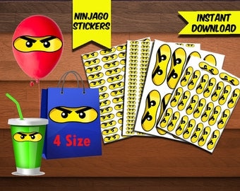 Ninjago Eyes Stickers-Ninjago Favors-Digital Ninjago Stickers-Ninjago Party Decoration-Printables Ninjago Stickers-Birthday-DIGITAL Download