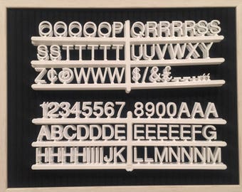 Set of 258 3/4" double tabbed plastic letters for all letterboards