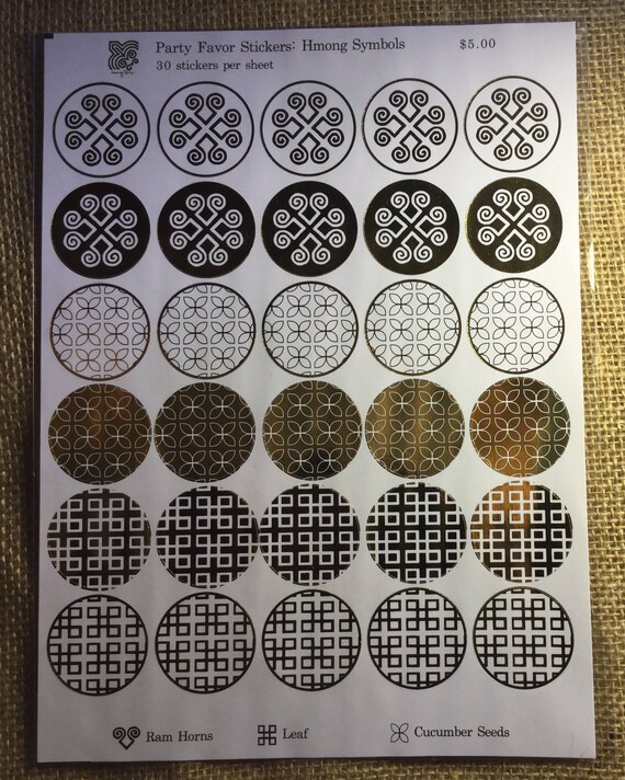 Foiled Party Favor Stickers Hmong Symbols