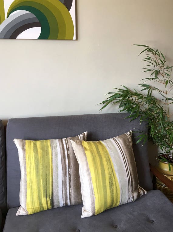 Mustard yellow linen stripe cushion cover Chivasso Funky