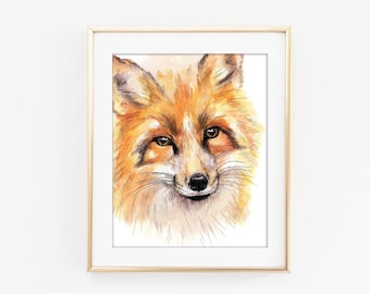 Fox Wall Art fox watercolor art | etsy Fox Wall Art fox watercolor art | etsy