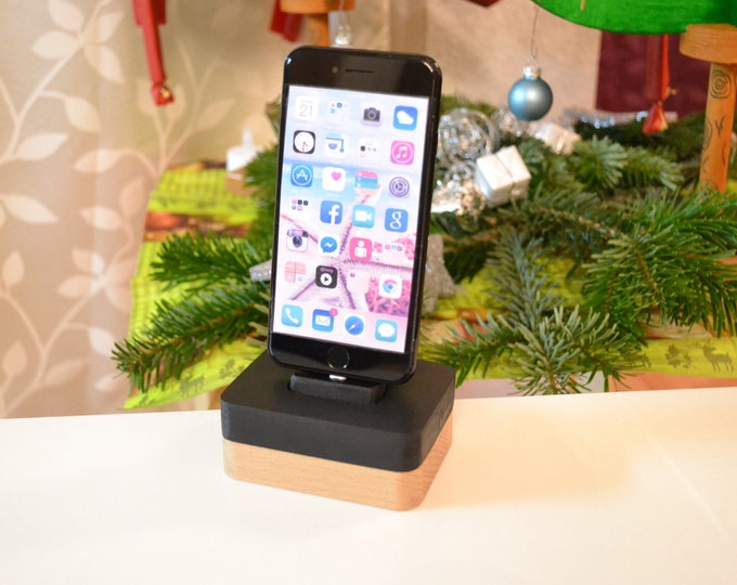 iphone charging station docking station stand, IDOQQ Uno Black Wood Station, iphone 5, 6, 7, 8