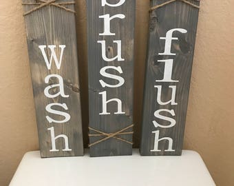Wash Brush Flush Bathroom Decor Rustic Wall Set Of Wash Brush Flush Bathroom Decor Rustic Wall Set Of