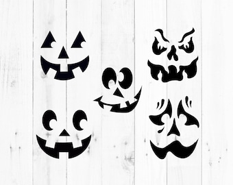 Pumpkin Faces Svg, jack o lantern Svg, svg, dxf, eps, png, Pdf - Download - Cut File, Clipart - Cricut Explorer - Silhouette Cameo