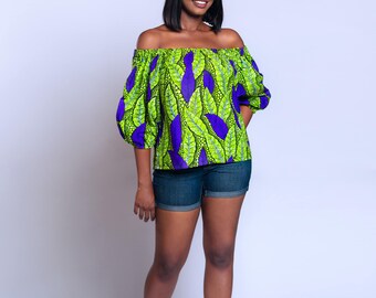 Off-shoulder, Ankara off-shoulder, African print Off-shoulder, African print top, African clothing, Ankara top, Ankara clothing, Summer top.