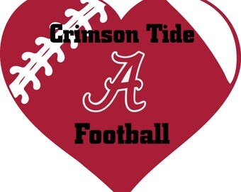 Alabama Crimson Tide Football Heart Monogram digital file for decal for car, window, yeti SVG PNG DXF and more!!