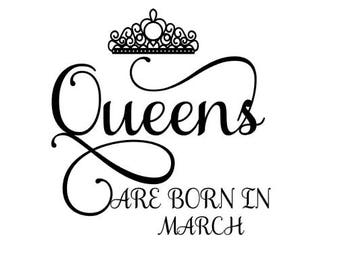 Queens are Born in March SVG Crown