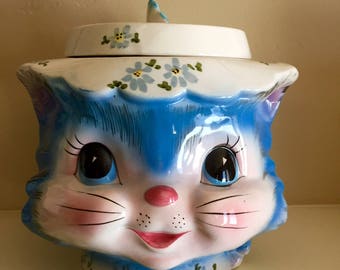 Vintage Lefton Little Miss Priss Cat Cookie Jar 1950's