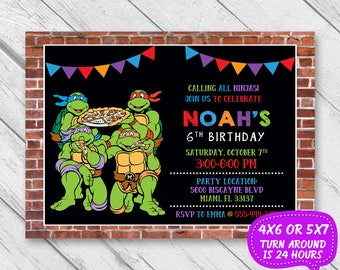 Ninja Turtle Invitation, Ninja Turtle Birthday Invitation, Pizza Party, Ninja Invitation, Ninja Birthday, Teenage Mutant Ninja Turtles, TMNT