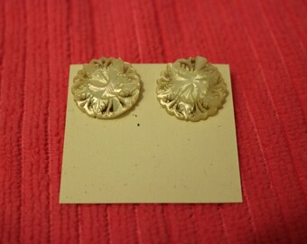Lucite Button Clip On Earrings