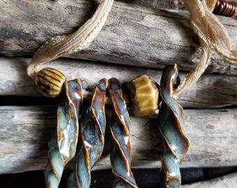 Earthy Porcelain Bead Necklace / Ceramic Bead Necklace, Handmade Beads, Handmade Necklace, Handmade Jewelry