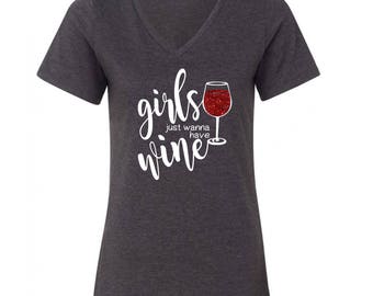 Bling wine glass with Girls just wanna have Wine decal and
