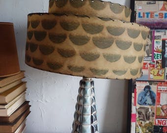 AMAZING Mid Century Ceramic Lamp Blue Black Gold Vintage Lamp Housewares Atomic 50s Home Decor BASE ONLY