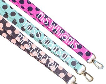 Fabric Lanyard Teacher Lanyard ID Badge Holder Key Holder ID Badge Lanyard Nurse Lanyard Cute Lanyard Teacher Gift Keychain Pink Lanyard