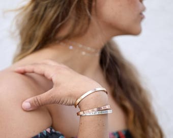 Personalized Cuff Bracelet, Stackable Gold Bracelets, Coordinates Bracelet, Gold Cuff Personalised Gift, Quote, Inspirational Cuff, Stamped