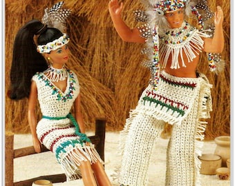 Crochet Native American Clothing Pattern - Fits Barbie & Ken - PDF CR222217