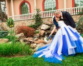 Sensational Blue and White Custom Designed Wedding Dress