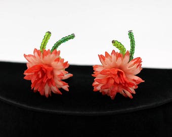 Flower Earrings, Made in Western Germany ca. 1960s