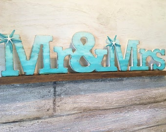 Mr And Mrs Table Sign Beach Wedding Signs Mr And Mrs Table Sign Beach Wedding Signs