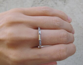 Vintage Platinum Baguette 0.61ct Diamond Engagement Wedding Anniversary Ring